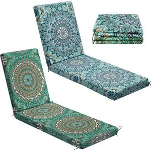 2 Pack Chaise Lounge Cushion Covers Outdoor (Not Includes Cushions) Waterproof Chair Cushion Replacement Covers 72 x 21 x 3 Inch for Patio Pool Lawn Slipcover with Ties(Bohemian)