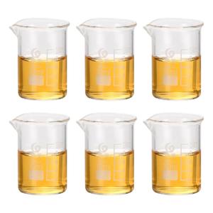 PATIKIL 10ml Low Form Glass Beaker, 6Pcs 3.3 Borosilicate Glass Beakers Graduated Measuring Cup with Spout for Lab Experiment, Cooking and Baking, Clear