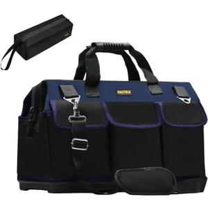FASTECH 22in Heavy Duty Bottom Tools Bag With Wide Mouth For Tool Storage, Carrier and Organizer, Tote Bag for Men/Women, Wide Mouth Tool Bags With Inside Pockets (22 Inch)