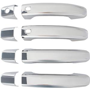 Chrome Door Handle Cover Stick-on Trim with 2 Smart Keyhole Button Fit 2019-2025 for Chevy Chevrolet Silverado GMC Sierra 1500 2500HD 3500HD,Car Exterior Door Handle Covers Caps Protector W/ 2 Holes