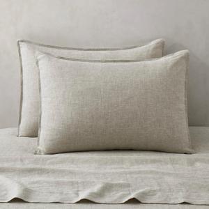 ATLINIA 100% Linen Pillowcases Set of 2, King Size 20" x 36" Pillow Case, Linen Pillow Sham (Natural)