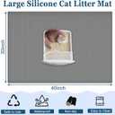 XXL Extra Large Silicone Cat Litter Trapping Mat for Scatter Control, 40"x30"(100cmx75cm) Waterproof Kitty Litter Box mat for Floor, Soft on Kitty Paws, Easy to Clean, Light Brown