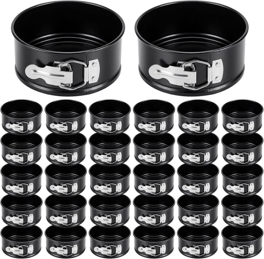 Sunnyray 50 Pcs 4 Inch Springform Pan for Baking Mini Cheesecake Pans with Removable Bottom Nonstick Leakproof Round Cake Mold Spring Form Molds for Mini Cheesecake Pizza and Quiches (Black)
