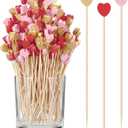 Yungyan 300 Pcs Valentine's Heart Toothpicks Bulk 4.7'' Long Bamboo Cocktail Picks Fruit Sticks Red Pink Gold Appetizers Food Picks for Valentines Wedding Birthday Party Decoration