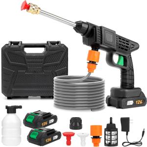 Cordless Pressure Washer, 600PSI Handheld High-Pressure Foam Cannon Water Spray, Portable Car Jet Washer with 2 Nozzles, Battery Powered Cleaner Machine Tool for Car, Patio, Fence, Floor, Garden