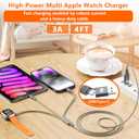 Multi Charging Cable for Apple Watch Charger 4FT, iPhone Charger USB A/C Multi Fast 3 in 1 Charging Cable for iWatch Ultra/SE/10-1 & iPhone16-5/Pro/Plus/iPad/iPod/Airpod
