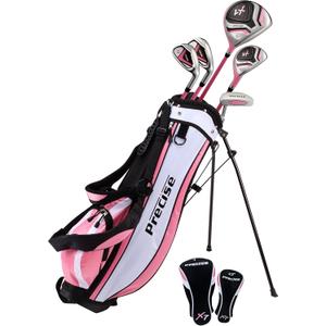 Precise X7 Kids Golf Clubs Set for Ages 3-5, 6-8, 9-12 | Right/Left Hand Girls & Boys Golf Clubs with Lightweight Graphite Shafts, Hybrid & Stand Bag