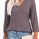 XIEERDUO 3/4 Length Sleeve Womens Tops and Blouses Dressy Casual Crewneck T Shirts Fashion Clothes Loose Fit Trendy, M