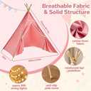 8 Pack Teepee Tent for Kids with Lights, Cotton Indoor Play Teepee with Pompom for Girls & Boys, Sleepover Tents for Boho Slumber Spa Party