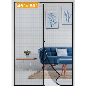 yotache Magnetic Screen Door Fits Door Size 46 x 80, Screen Size 48" x 81" Strong Magnet for Walk Through Sliding Door Black