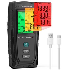 ERICKHILL 3 in 1 EMF Detector, Electromagnetic Field Radiation Detector for EF, RF, MF, WiFi,5G Signal,Triple Alarm Modes, Type-C Charging, EMF Meter for Home, Office, and Paranormal Investigation