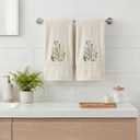 Artoid Mode 2 Pcs Beige Wildflower Floral Embroidered Hand Towels for Bathroom, 100% Cotton Soft Absorbent Farmhouse Decor Towels, 13.7 x 29.5 Inch