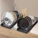 XIAPIA Pull Out Pots and Pans Organizer Under Kitchen Cabinet, Pot Lid Organizers, Slide Out Cookware Storage Rack with 8 Adjustable Dividers, Pull Out Shelves for Dishware Seasoning, (Black, 2 Pack)