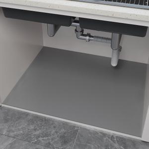 Under Sink Mats-20" x 16" (Cut-to-Fit) Absorbent Shelf Liner for Kitchen&Bathroom Cabinets | Non-Slip, Quick-Dry Cabinet Liner for Under Sink, Vanity & Utility Storage (Light Grey, 20''x16'')