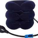 Upgraded Version Premium Flannel Inflatable Cervical Neck Traction Air Inflatable Pillow Neck Head Stretcher Pain Relief Collar (for Adults, Dark Blue)