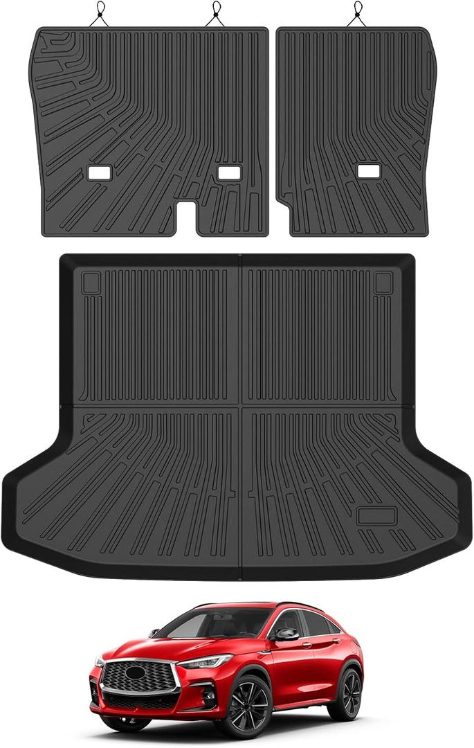 Mixsuper Cargo Liner for 2019-2025 Infiniti QX50/2022-2025 QX55, All Weather Trunk Mat Backrest Mat TPE Back Seat Cover Protector for QX50 QX55 Accessories