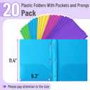 Mr. Pen- Plastic Folders with Pockets and Prongs, 20 Pack, Letter Size, Colorful, Flexible Plastic Folders with Prongs