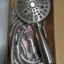 High Pressure Handheld Shower Head, 10-Setting Showerhead, 4.7Detachable Showerhead Set with 5ft Hose, Adjustable Bracket and Built-in Power Wash to Clean Tub, Tile & Pets - Brush Nickel