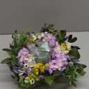 Hydrangea Floral Candle Holder Centerpiece  Artificial Silk Flowers with Glass Votive for Dining Table, Coffee Table, Fireplace Mantel, Wedding & Party Decor, Spring & Summer Home Decoration