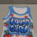 Floerns Women's Letter Print Scoop Neck Shirts Sleeveless Y2k Ribbed Tank Top (Large, Blue)