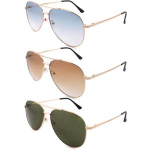 3 Pack Bifocal Reading Sunglasses for Women Men, Aviator Sun Readers Glasses Gradient Lens Shades UV400 +1.75