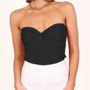 ANRABESS Tube Top for Women Summer Strapless Bandeau Knit Twist Knot Corset Crop Basic Tank Tops 2026 Vacation Beach Clothes (Black, XS)