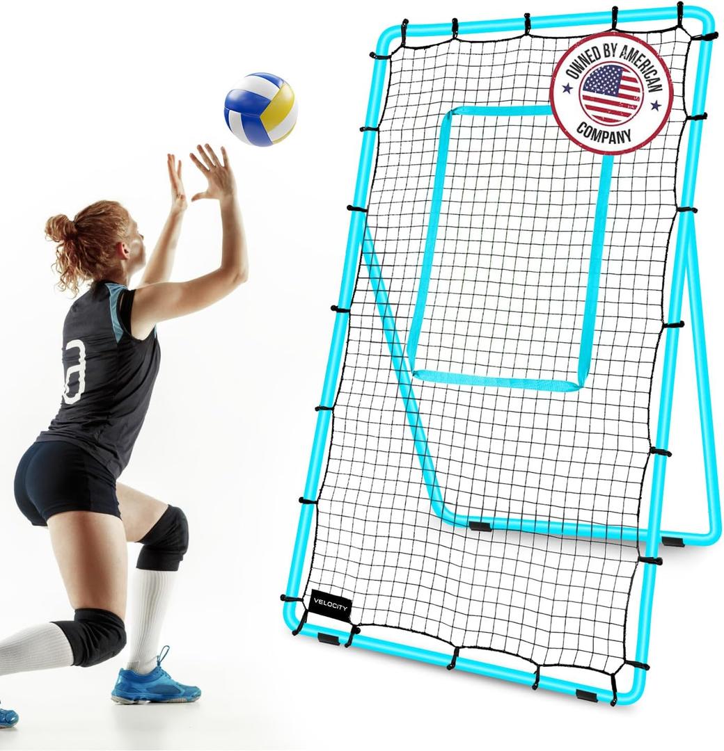 VELOCITY Adjustable Volleyball Rebounder Net, 7x4 ft, Training Equipment with Angle Customization, Durable & Portable with Travel Bag, Improve Volleying, Bumping, Spiking Skills