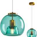 Teal Glass Pendant Light Kitchen Island, 7.87", 1 Pack