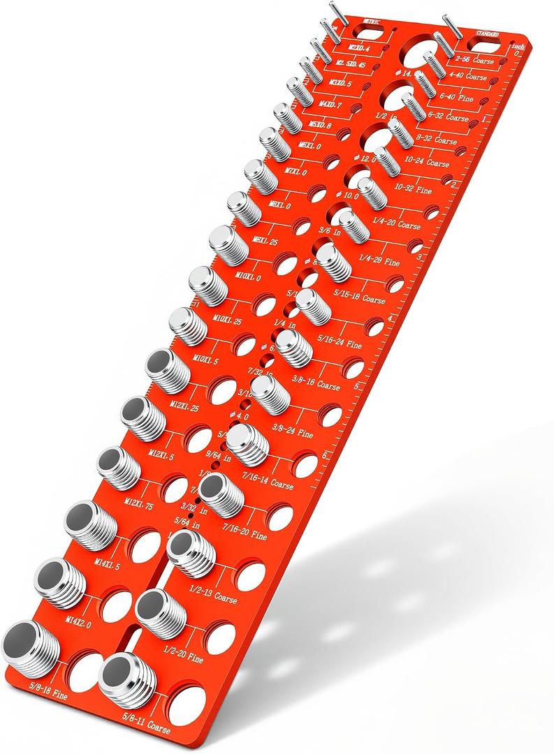 Manalete Thread Checker, 55 Nut and Bolt Thread Checker, Screw Size and Thread Identifier Gauge with 19 Standard & 17 Metric &19 Drill Bit Gauges, Bolt Size Finder for Quickly Identify Thread Sizes