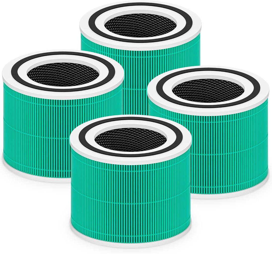 Core 300 Toxin Absorber Replacement Filter for LEVOIT Core 300 Core 300S Core 300-P Core 300S-P Air Purifier, 3-in-1 High Efficiency Activated Carbon, Compared to Part # Core 300-RF-TX, 4 Pack, Green