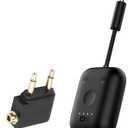 MEE Audio Connect Air in-Flight Bluetooth Wireless Audio Transmitter, with Extra Dual 3.5mm Jack AUX Adapter, for up to 2 AirPods/Other Headphones; Works with All 3.5mm Aux Jacks, Black