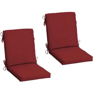 Arden 2-Pack Outdoor Patio Dining Chair Cushion, 20x44, Rain-Proof Seat Pad, Fade-Resistant Outdoor Cushion Ruby Red Leala