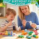 Leyndo 24 Set Dinosaur Painting Kit Bulk Craft Kits Paint Your Own Ceramic Figurines to Paint Unpainted Ceramic DIY Plaster Painting Crafts for Party Favor Kids Adults