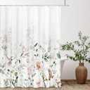 Tititex Aesthetic Blooming White Floral Shower Curtain Sets, Watercolor Pink Flowers Birds Butterflies Tropical Bathroom Decorative 71 X 71 Inch Polyester Waterproof Fabric Bath Curtain with Hooks