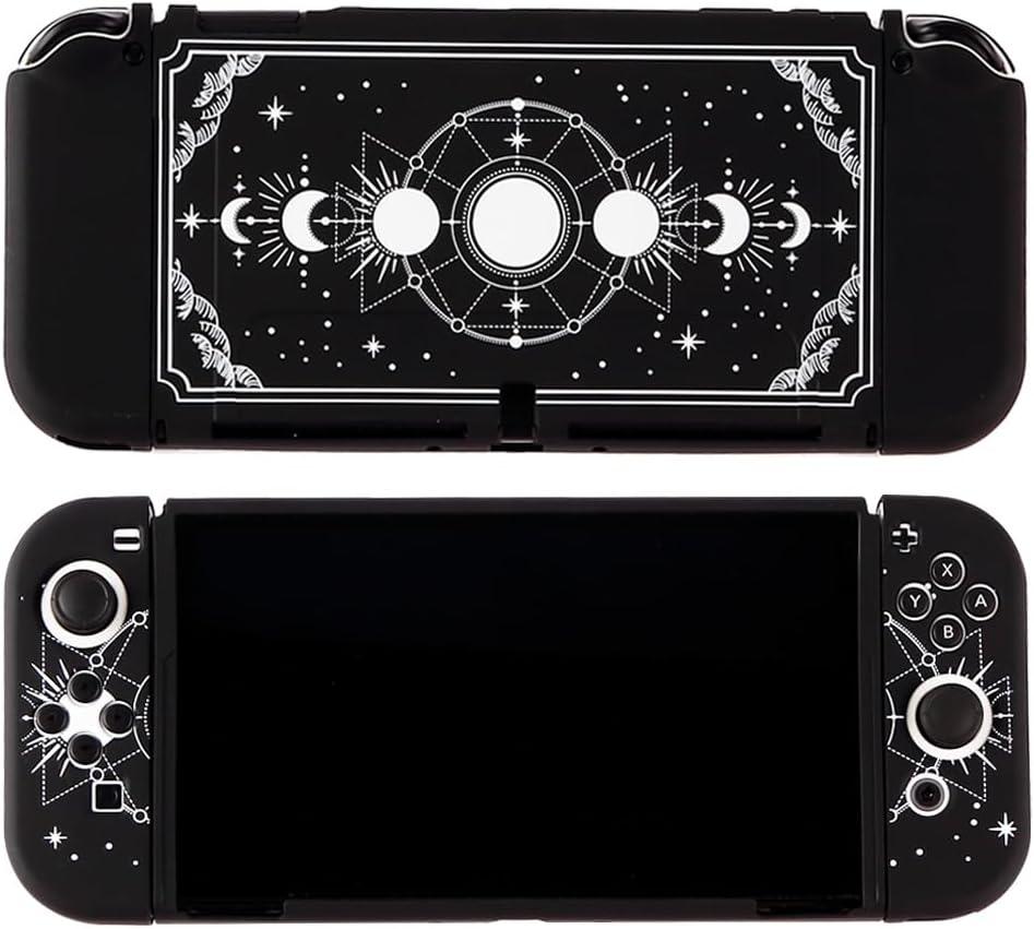 Case Shell Compatible with Nintendo Switch OLED Black Moon Phase Protective Cover for Nintendo Switch Joycon Controller Soft TPU Grip Dokable Case Carrying Cover Switch Accessories
