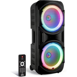 QFX PBX-2012 Dual 12" Bluetooth Portable Rechargeable Karaoke PA Loud Party Speaker with LED Circle Lights