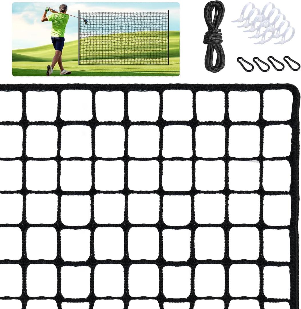 Heavy Duty Golf Hitting Net - Indoor/Outdoor Nylon Netting, Ideal for Backyard & Garage Swing Training, 10ft×40ft