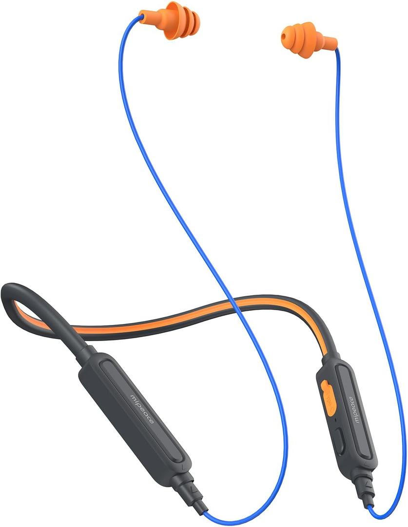 MIPEACE Neckband Bluetooth Work Headphones, 29dB Work Earbuds Bluetooth OSHA Approved-Ear Protection Headphones Noise Reduction for Construction Safety Industry, 20+Hour Battery, 4 EQ Modes