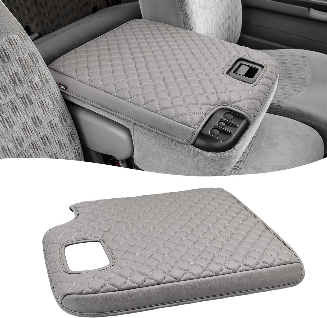 KBH Center Console Armrest Cover for Ford F250 F350 F450 Super Duty 1999-2001 Jump Seat, Arm Rest Cushion Pad Protector, Anti-Scratch, Gray