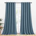 NICETOWN Bedroom Curtains Blackout Drapery Panels, 2 Panels, 70 x 108 inches, Smoky Blue, Three Pass Microfiber Thermal Insulated Solid Ring Top Blackout Window Curtains/Drapes