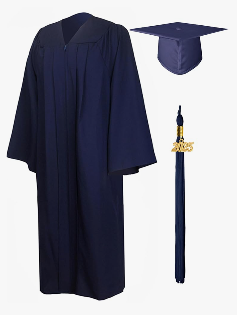 GraduationMall Matte Graduation Gown Cap Tassel Set 2025 for High School and Bachelor, Size 42