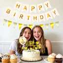 14 Pcs Gold Happy Birthday Cake Topper - Heart Star Cake Decoration with White Gold Happy Birthday Banner, Pennant & Confetti Balloon for Birthday Party Cake Decor Supplies