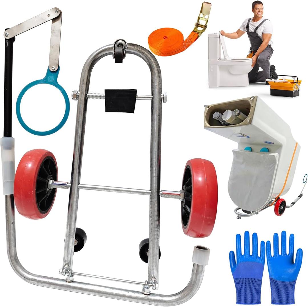 Toilet Cart Jack with Wheels, Toilet Removal Lift Tool Dolly Easy Alignment of Seals Toilet Lift Tool Portable Installation Jack for Moving locating Installing Toilets