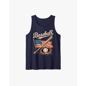 American Flag Baseball Player Bat Fan Catcher Pitcher USA Tank Top Size L,  Black