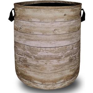 Wood Grain Laundry Basket Foldable With Handles Tree Stump Texture Tote Bag Oxford Cloth Colorful Laundry Hamper Clothes Toy Storage Bucket For Bathroom/Laundry/Bedroom 18.9" x 16.5 "