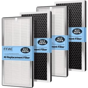 4 Pack MA-40 Replacement Filter Compatible with MA-40 Air Purifiers, 3-in-1 High-Efficiency Filtration System for MA40W MA40B, H13 True HEPA with Pre-Filter