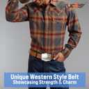 SUOSDEY Western Genuine Leather Belt with Silver Bull Embossed Buckle for Men,Cowboy Engraved Belts for Jeans,1.5" Width (Fits 30"-34" Waist, Brown)