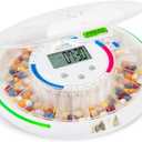 Live Fine Automatic Pill Dispenser with 28-Day Electronic Medication Organizer, 6 Dosage Templates, Easy-Read LCD Display, Sound & Light Alerts & Key for Prescriptions, Vitamins, Supplements & More (Frosted Lid)