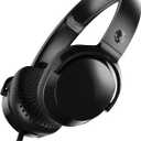 Skullcandy Riff On-Ear Wired Headphones, Convenient for Travel with 3.5mm AUX Plug, Built-in Microphone, Foldable Lightweight Comfortable Design, Durable Headband, Reliable Simplicity - Black