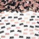 3 x Black and Rose Gold 2026 Confetti Graduation Table Centerpiece Grad Confetti for 2026 Graduation Party Decorations Supplies